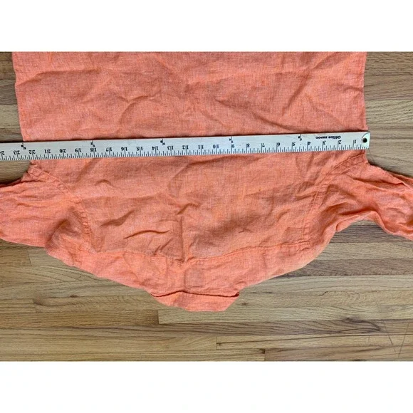 Murano Baird McNutt Irish Linen Shirt Mens Large Orange Long Sleeve Button Down - Picture 8 of 10